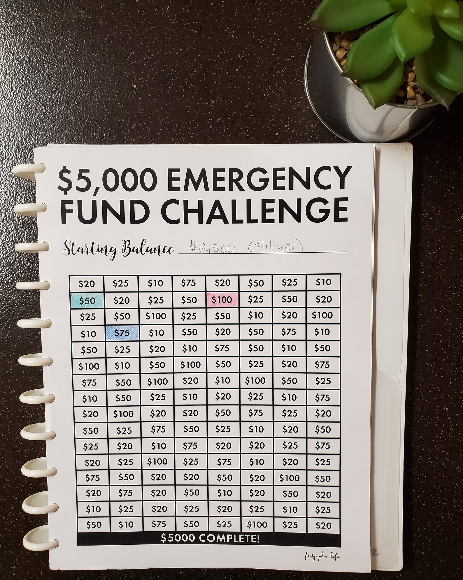 5K Emergency Fund Savings Challenge Printable US Letter Etsy