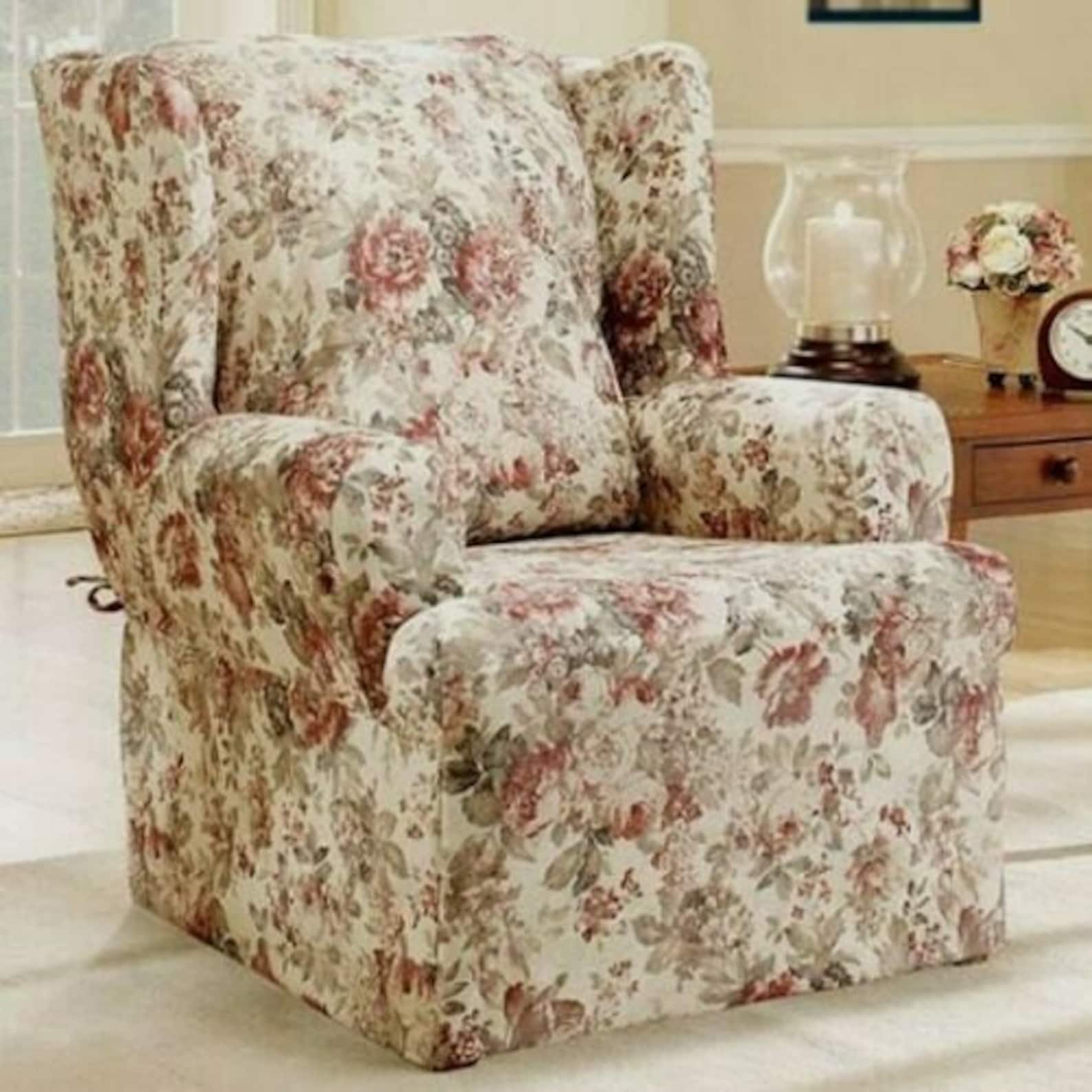 Sure Fit Chole floral roses Wing Chair Slipcover homestyle Etsy