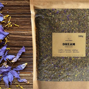 Miscela di erbe pre-macinate DREAM • sogni vividi e lucidi e sonno profondo • damiana, loto blu, artemisia, foglia di scutellaria, lavanda