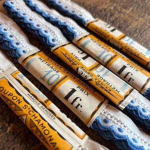 Vintage French Blue Scallop Edge Ribbon: 1.10m Coupon
