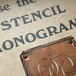 Original vintage stencil monogram on original card - Copper - RS - Initials - Embroidery - Stencilling - Template - Never used!