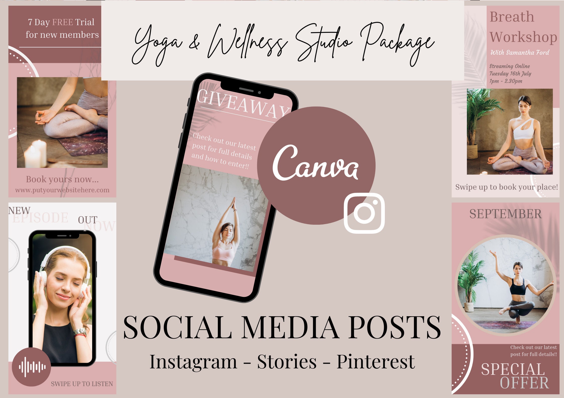 social-media-canva-templates-20-posts-stories-for-yoga-and-etsy