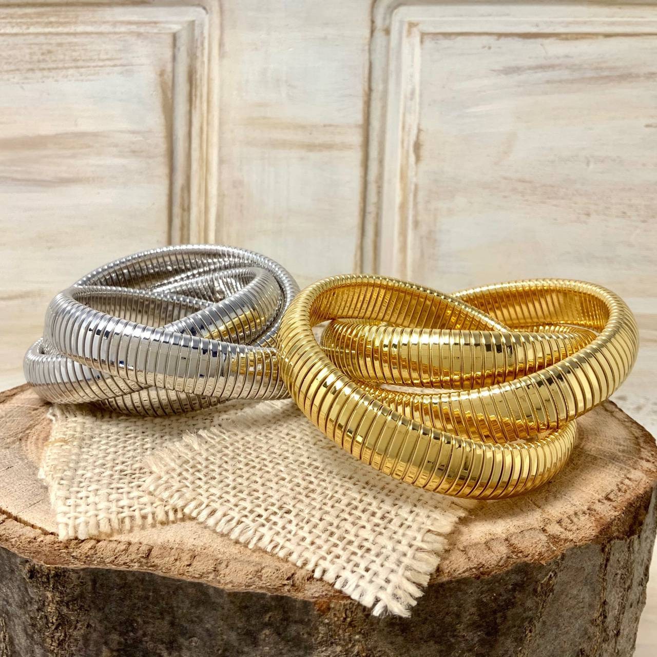 Rolling up trinity Omega Cobra bangle bracelet gold plated Etsy