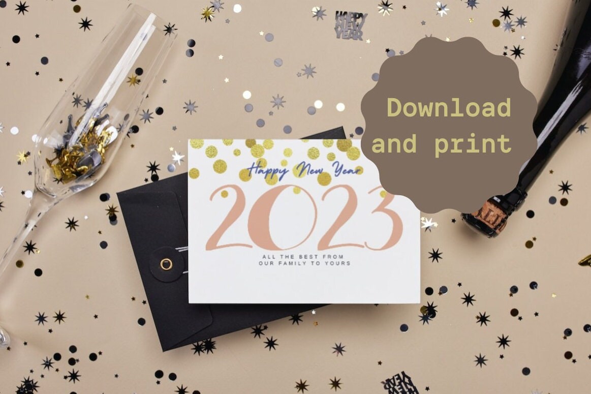 Printable Happy New Year 2024 Card New Year Card Download New Year Card