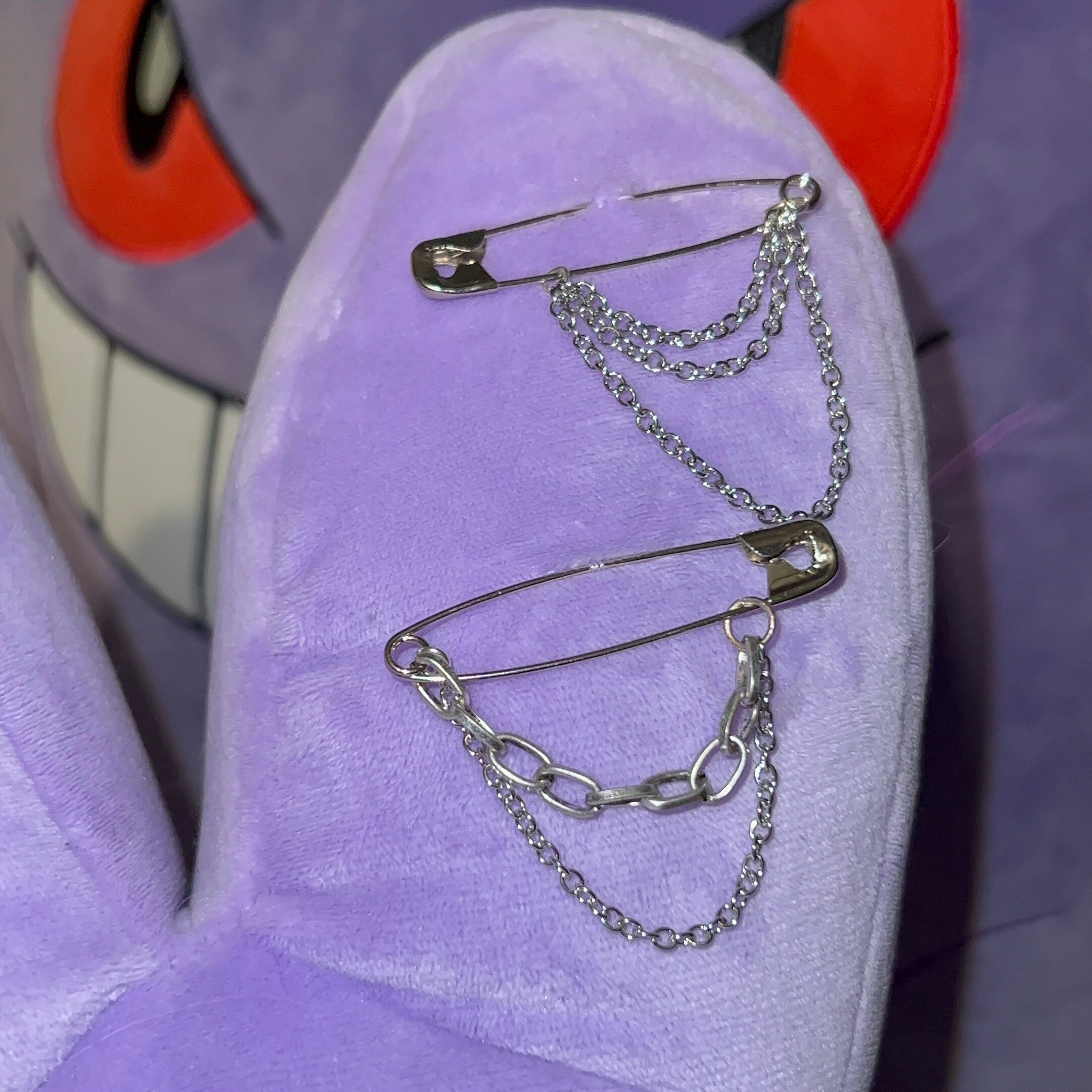 Draped Chain Safety Pin Brooch Safety Pin Charm Safety Pin Etsy