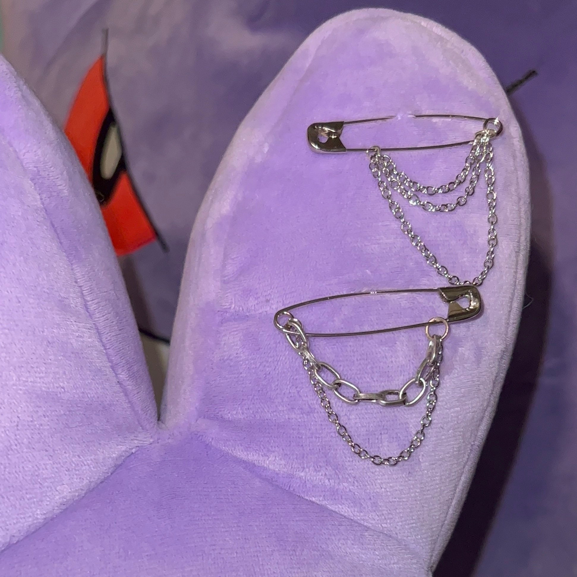 Draped Chain Safety Pin Brooch Safety Pin Charm Safety Pin Bag Charm