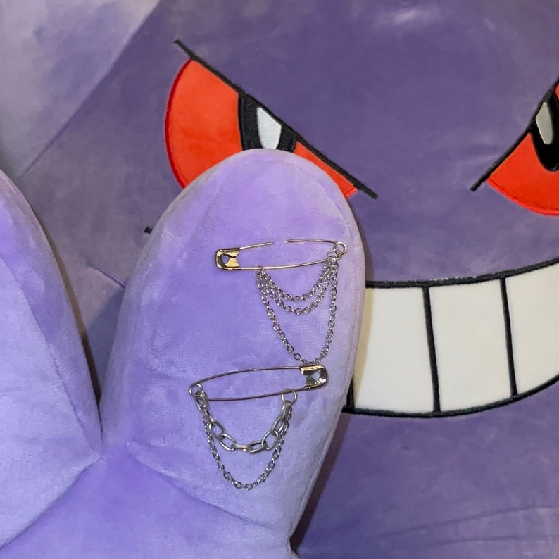 Draped Chain Safety Pin Brooch Safety Pin Charm Safety Pin Bag Charm Safety Pin Dangles