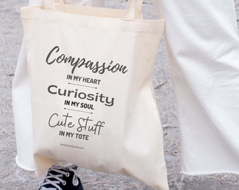 Market Tote Bag | Farmers Market Bag | Reusable Shopping Bag | Compassion Tote Bag Gift for Her
