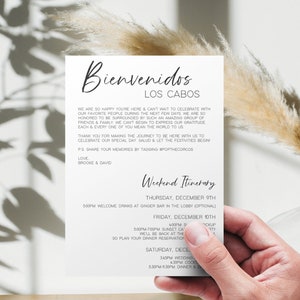 BRIDGET | Modern Wedding Welcome Card Template, Wedding Weekend Welcome Bag Note, Custom Wedding Events Timeline, Wedding Schedule Editable