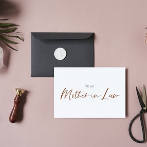 BRIDGET | Carte de jour de mariage moderne, à ma belle-mère, carte de correspondance mère du marié, carte de correspondance de mariage pliée, téléchargement de modèle modifiable