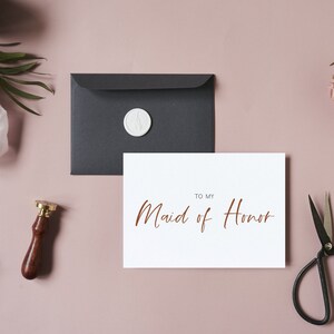 BRIDGET | Carte de jour moderne de mariage, à ma demoiselle d'honneur, carte de note MOH, jour de la carte MOH, carte de note pliée, téléchargement de modèle modifiable