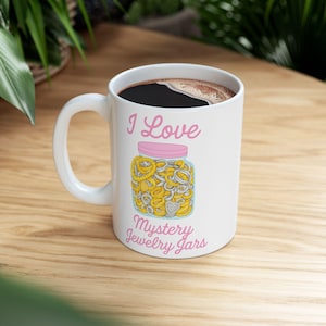 I Love Mystery Schmuckgläser Tasse: Keramik Kaffeetasse, Geschenk für Schmuckliebhaber