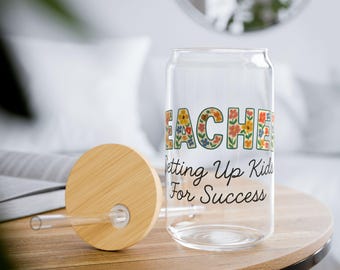 Lehrer Sipper Glas mit Bambusdeckel: 16 Unzen Motivations-Trinkgeschirr