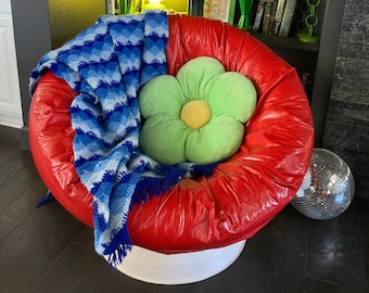 Crochet Throw Blanket - Vintage Accent Blanket Handmade Crochet Blanket Vintage Blue Crochet Blanket
