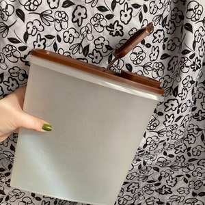 Vintage Tupperware Cereal Keeper - Large Plastic Snack Food Storage Container Made in USA Brown Lid Rectangle Pantry Organization