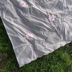 Sheer Beaded Shower Curtain - Floral Shower Curtain Vintage Mauve Shower Curtain Purple Floral Shower Curtain Romantic Aesthetic Decor
