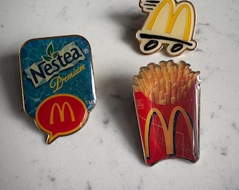 Vintage McDonald's Pins - Vintage McDonald's Collectible Pins Vintage Pinback Pins French Fry Pin Nestea Pin McDonald's on Wheels Pin