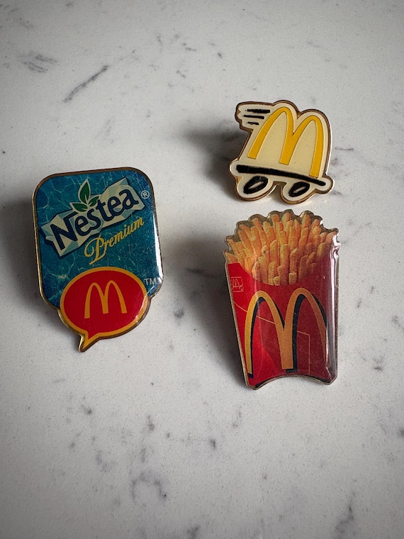 Vintage McDonald's Pins - Vintage McDonald's Collectible Pins Vintage Pinback Pins French Fry Pin Nestea Pin McDonald's on Wheels Pin