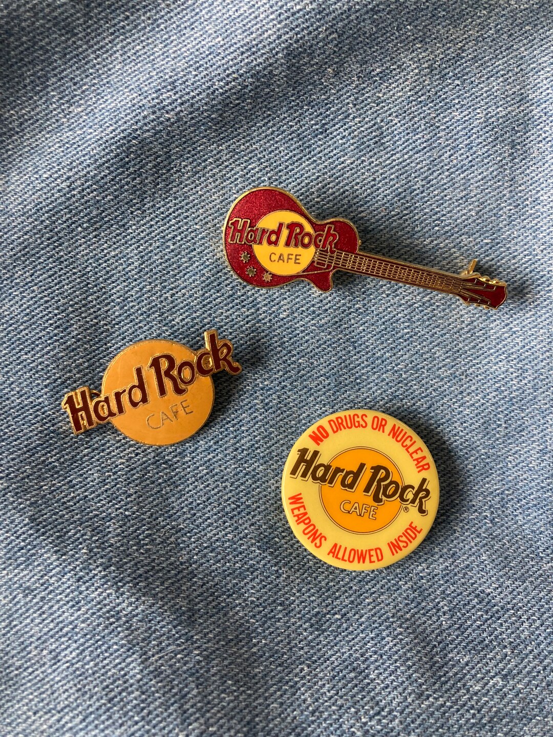 Vintage Hard Rock Cafe Pins 80's 90's Guitar No Drugs or Nuclear