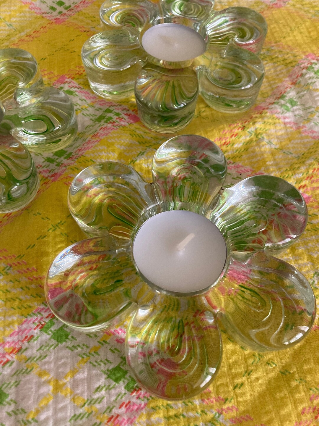 Y2K Glass Daisy Votive Candle Holders Funky 2000s Style Etsy