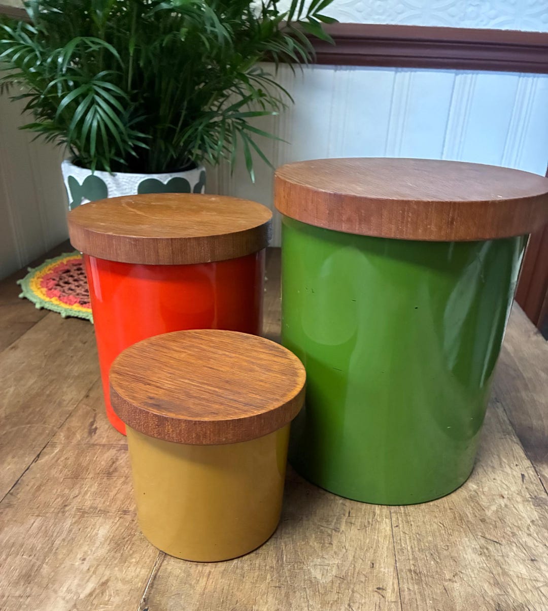 Nesting Kitchen Items Vintage Nesting Canisters- 3 Piece Kitchen Storage Set - Etsy