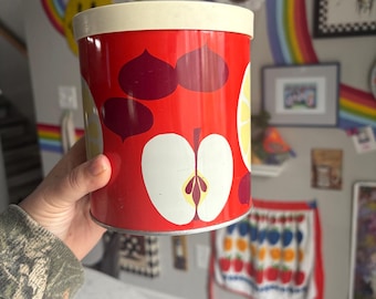 Retro Vintage Kitchen Canister - Fruit Pattern Kitchen Decor Vintage Fruit Decor Cute Vintage Kitchen Kitsch Vintage Metal Canisters