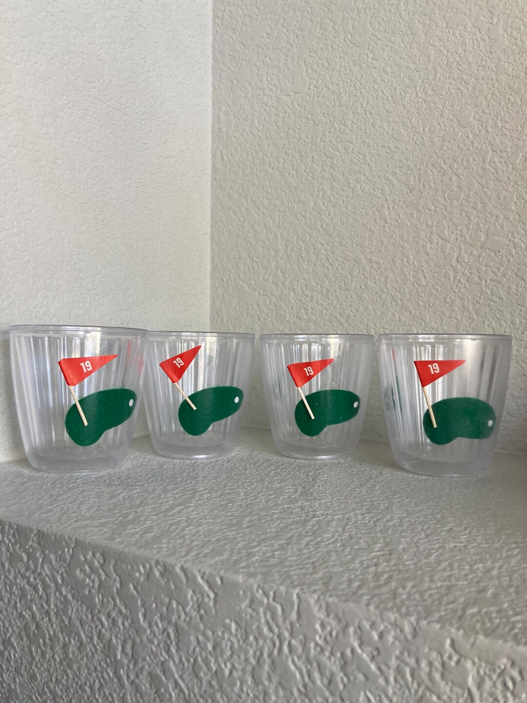 19th Hole Golf Drink Cups Vintage Plastic Golfing Drinking Glass Made