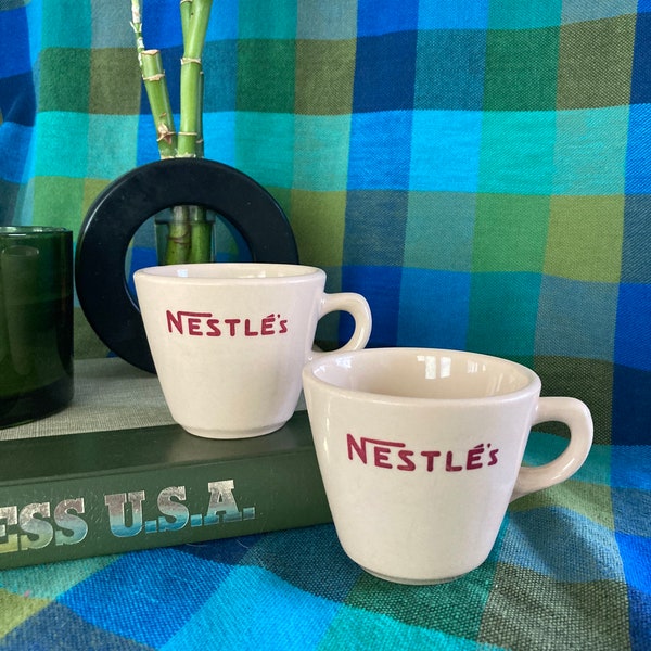 Set of 2 Nestle's Hot Cocoa Mugs - Vintage Hot Chocolate Coffee Tea Cups Nestles Diner Replacement Restaurant Ware 1950's Dining Coffee Mug