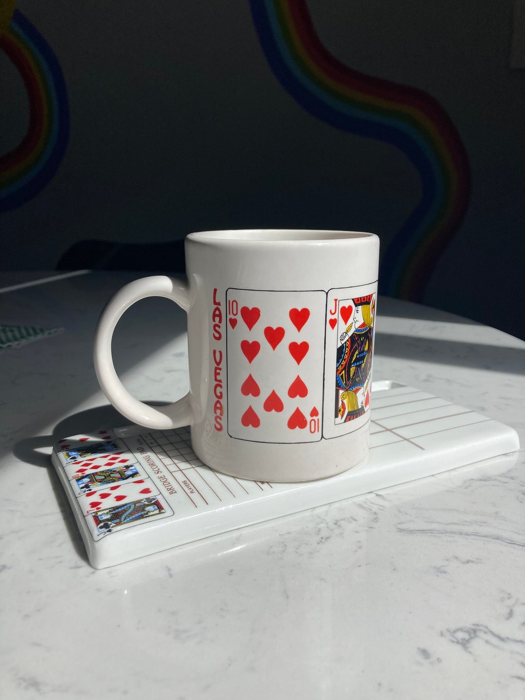 Las Vegas Mug Playing Card Mug Vintage Ceramic Mug Coffee Cup Cute Mug Poker Coffee Cup Poker