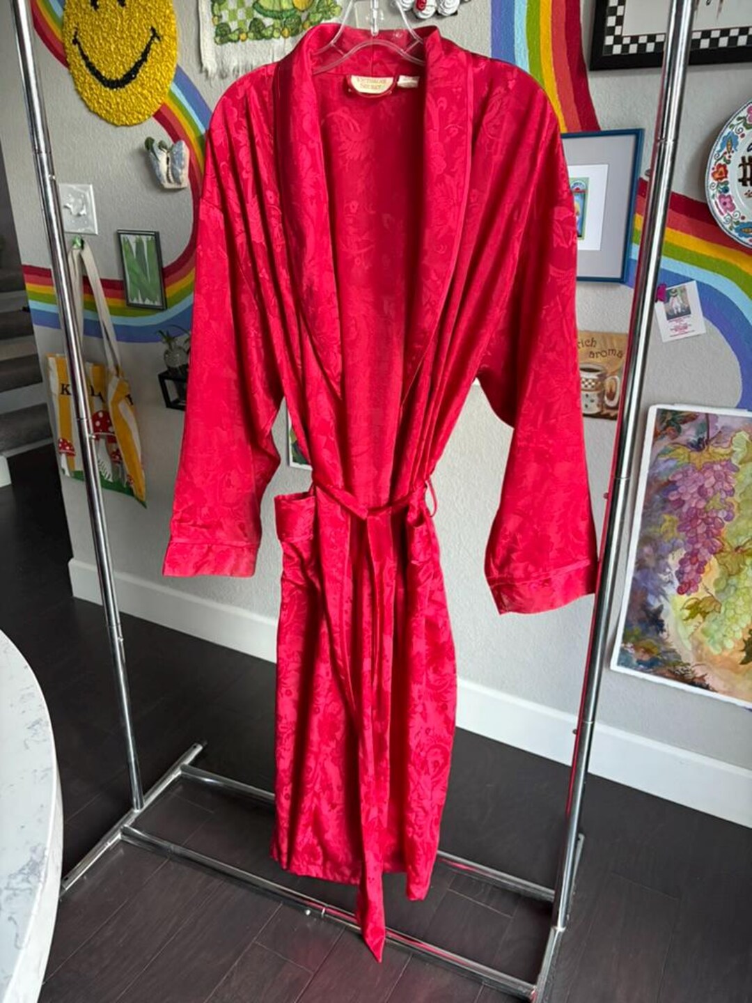 Vintage Victorias Secret Red Robe Size M/L- 1990s Victoria's Secret ...