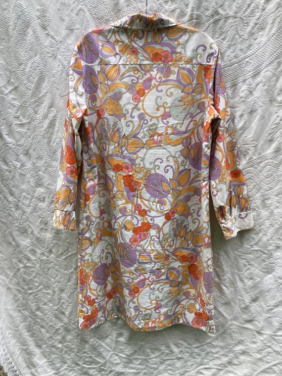 Vintage Mod Paisley Floral Shirt Dress - Button U… - image 5