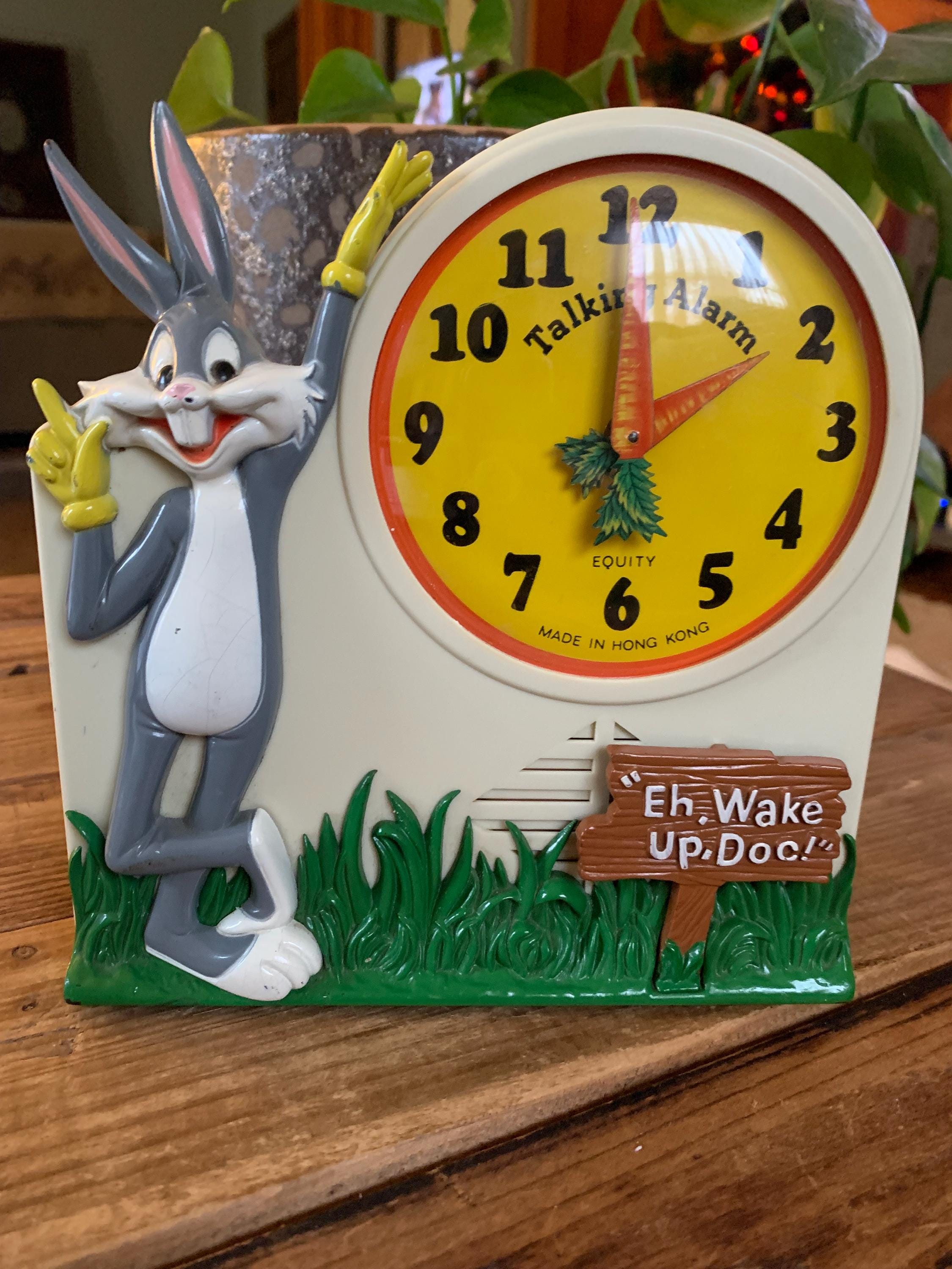 Vintage Bugs Bunny Clock- Eh Wake up Doc Clock Vintage 1974 Janex