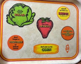 Vintage Bonanza Tray- 1970s Bonanza Family Restaurant Serving Tray Fruit And Veggie Tray Retro Serving Tray Rolling Tray Retro Kitchen Decor