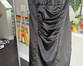 Y2K Little Black Dress - Vintage Fredricks of Hollywood Cocktail Dress Club Dress Party Dress Strapless Black Dress Open Back Bow Dress