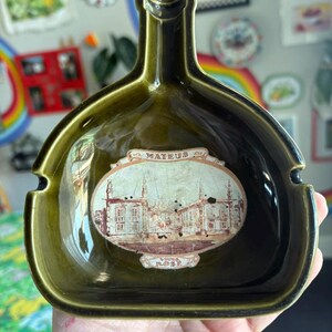 Vintage Mateus Vinho Rose Ashtray- Green Bottle Shaped Ashtray Ceramic Green Ashtray Wine Ashtray Wine Advertising Ashtray