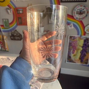 Atomic Starburst Glass-Vintage 1950&#39;s Style Glass Drinkware Retro Bar Barware Atomic Pattern Large Vintage Glassware