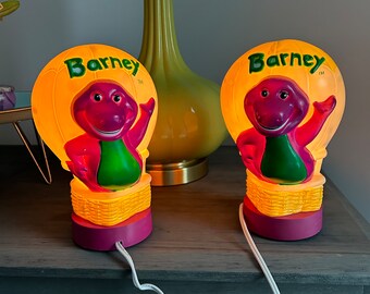 Single 1992 Barney Night Light - Vintage Barney Hot Air Balloon