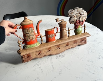 Vintage Kitchen Wall Hooks - Pot Holder Hooks 1970s Kitchen Decor Vintage Key Hooks Plastic Wall Hanging Coffee Decor Keyholder Hooks
