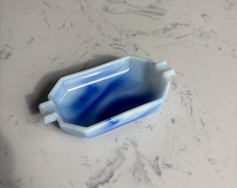 Akro Agate Blue Swirl Glass Ashtray - Small Ashtray Vintage Ashtray Tobacciana Housewarming Gift Ash Tray Home Decor Cute Vintage Ashtrays