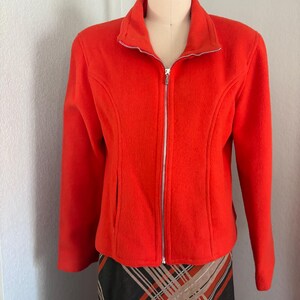 Bright Orange Vintage Zip Up Jacket - Timothy Daniels Size Large Wool Blend Zip Front Jacket Made in USA