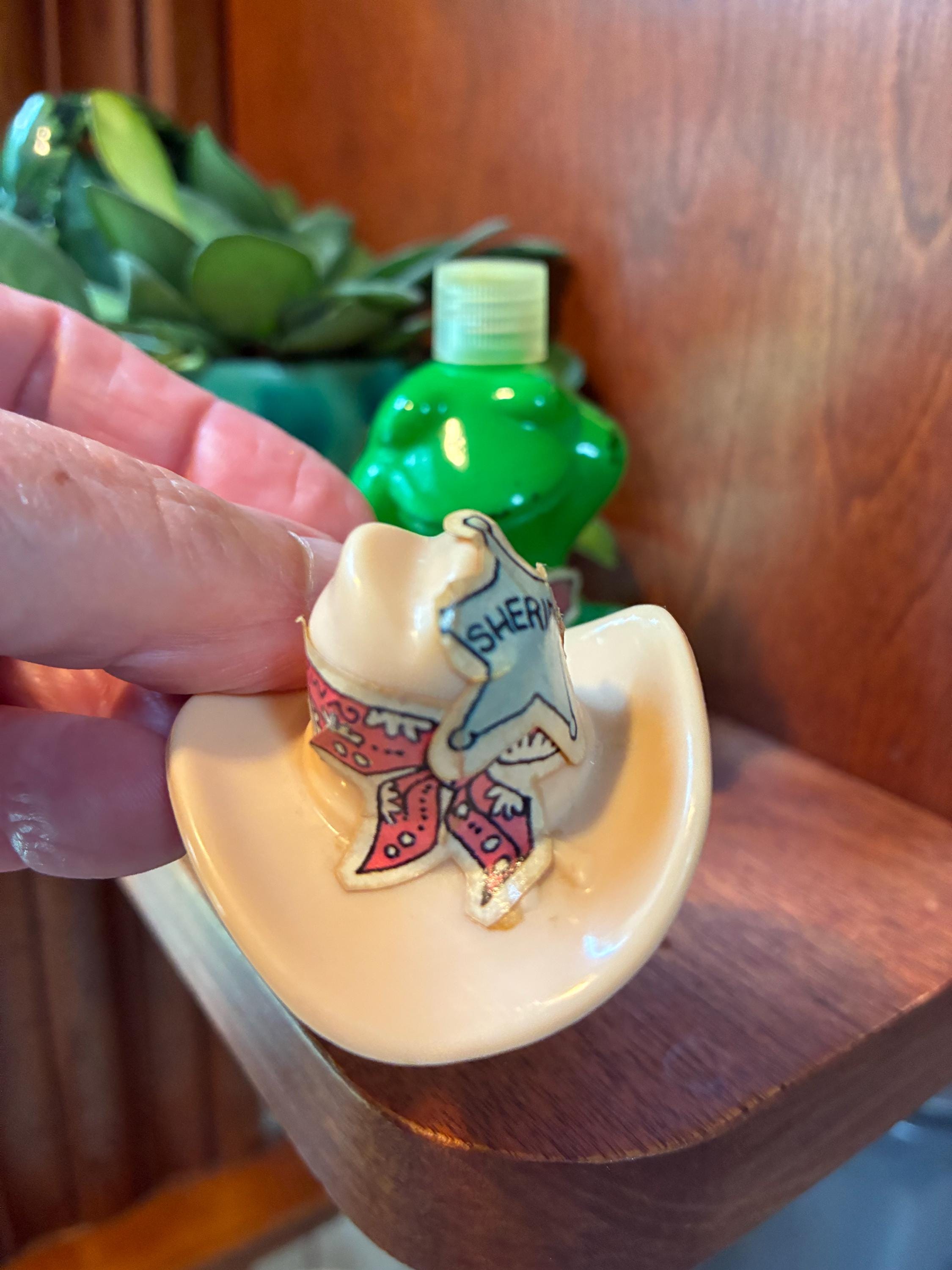 Avon Frog Perfume Bottle- 1980's Avon Huggable Hop-a-long Cowboy