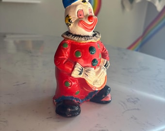 Vintage  Chalkware Clown Bank - Vintage Oddities Home Decor Clown Home Decor Creepy Home Decor Vintage Coin Bank