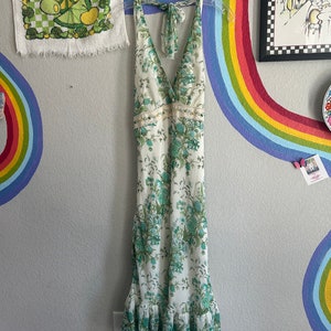 Summer Halter Dress - Size 11 Flowy Dress Halter Top Dress Cute Summer Chiffon Dress  Floral Dress Pretty Dress