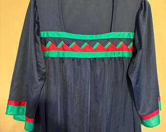 Vintage Kaftan- Long House Dress Short Sleeve Square Neck 1970 style House Dress Vintage Nylon Dressing Gown Retro Kaftan Vintage Loungewear