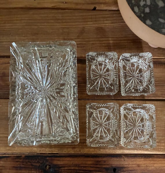 glass cigarette box Antique Art Deco & Cover cut crystal Impressed Hawkes Sterling Brilliant cut crystal Holds cigarillos Imperial Glass Corporation Cigarette Box