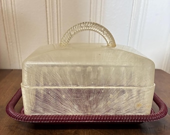 Vintage Plastic Butter Dish With Lid- Retro Kitchen Decor Food Storage Dish