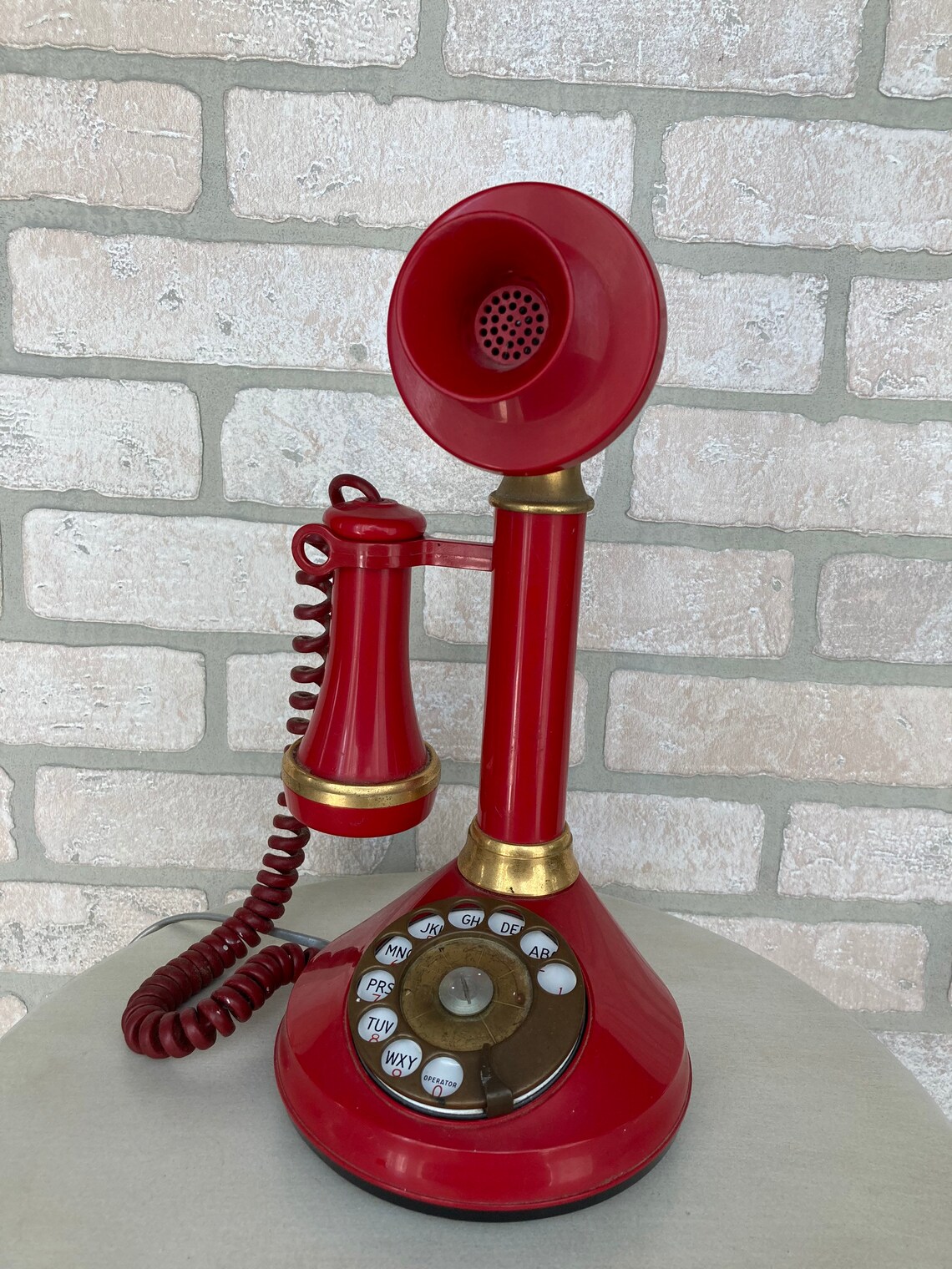 Vintage Red Candlestick Telephone Retro Antique Rotary Phone Etsy