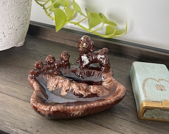 Ceramic Poodle Ashtray - Vintage Poodle Ashtray Poodle Family Ashtray Ceramic Dog Decor Vintage Ashtrays Vintage Ashtray