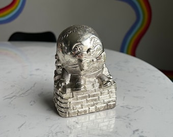 Humpty Dumpty Silver Metal Bank - Vintage Silver Coin Bank Vintage Humpty Dumpty Nursery Rhyme Decor Kids Coin Bank