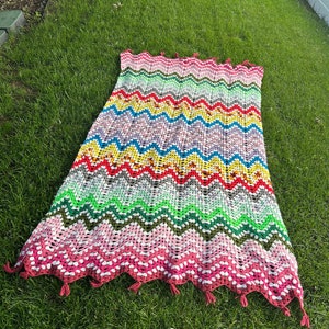 Rainbow Chevron Crochet Blanket - Vintage Crochet Throw Rainbow Crochet Blanket Crochet Afghan Handmade Crochet Handmade Blanket